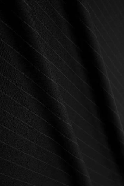 Black pinstripe custom suit for men – classic formalwear design