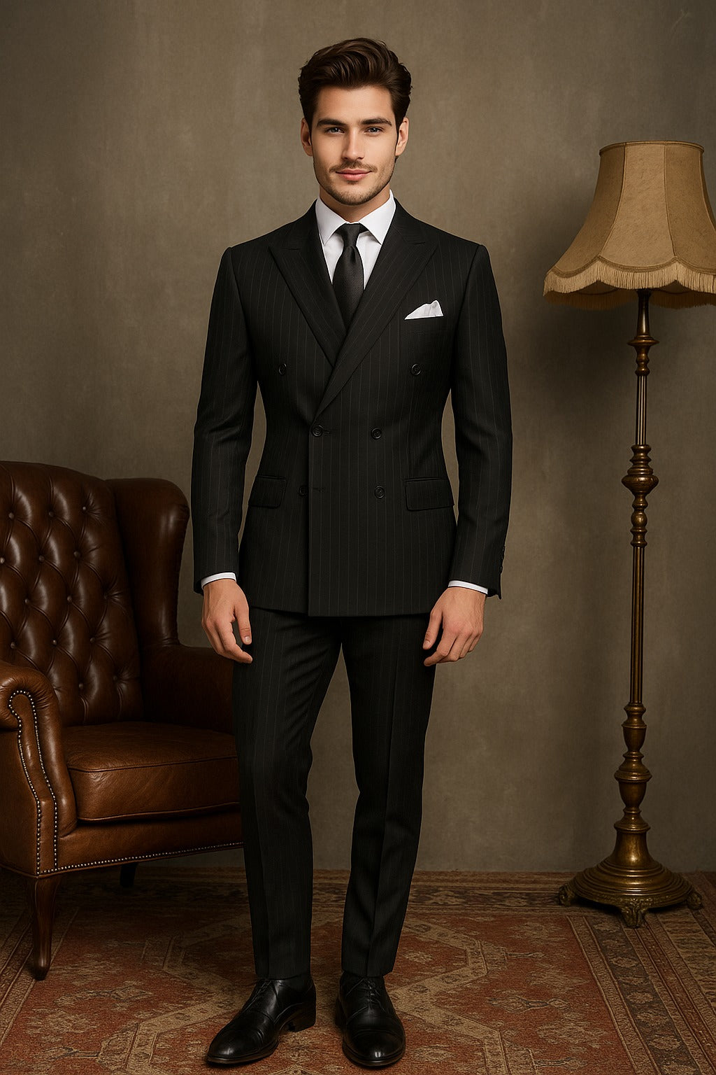 Sharp Black Pinstripe Suit - Classic, Stylish, and Perfect for Formal Events