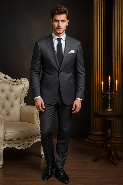 Dark Ash Grey Wool Suit – Refined Sheen & Comfort