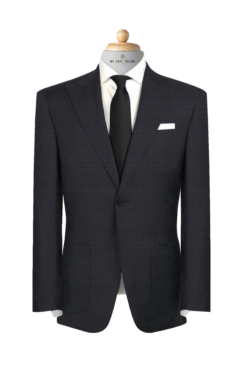 Dark Grey Plaid Italian Suit – Super 130s Merino Wool