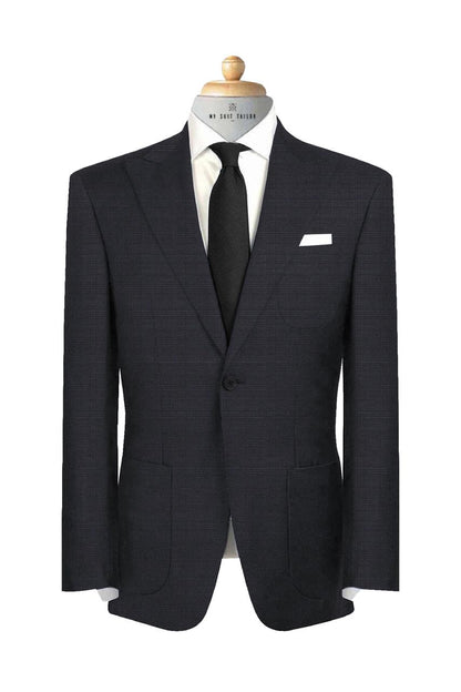Dark Grey Plaid Italian Suit – Super 130s Merino Wool