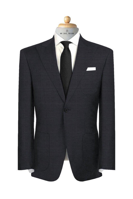 Dark Grey Plaid Italian Suit – Super 130s Merino Wool