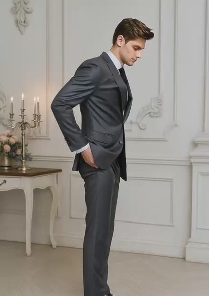 Medium Grey Italian Suit by Vitale Barberis – Year-Round Luxury