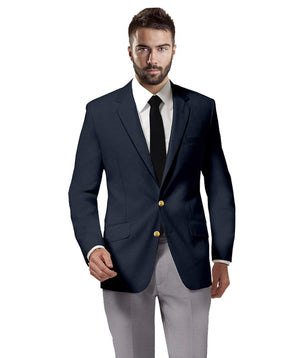 Navy Blue Basket Weave Blazer – Super 120s Wool for Men